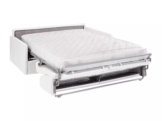 Canapé 4 places convertible express en simili blanc - Couchage 160 cm - Matelas 18 cm CALIFE