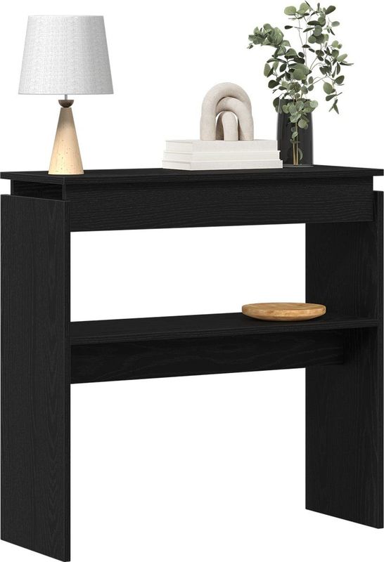 vidaXL Console Tafel - Zwart - Eiken - 80x30x80 cm