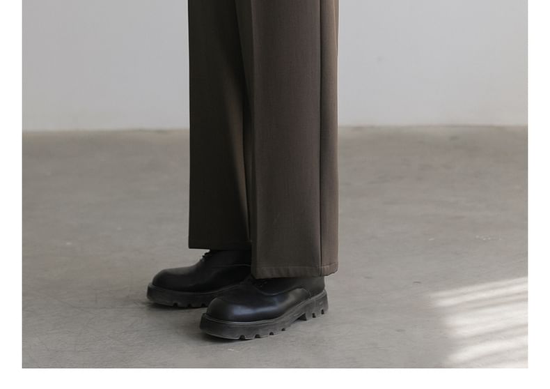 Remeefa - Mid Rise Plain Crop Straight Fit Dress Pants