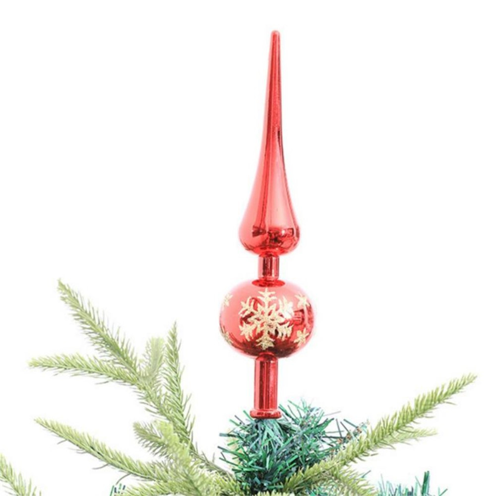 (23cm) Christbaum Schmuck Weihnachsbaumspitze Deko Glitzer - Rot