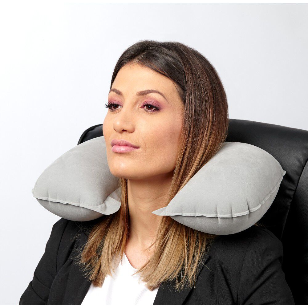 Coussin de voyage gonflable pvc uni gris