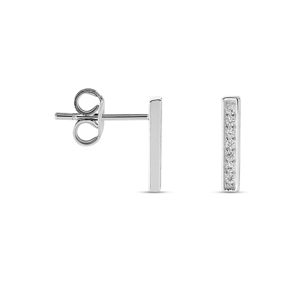 Boucles D'oreilles Puces Argent Blanc Reginus Oxydes De Zirconium