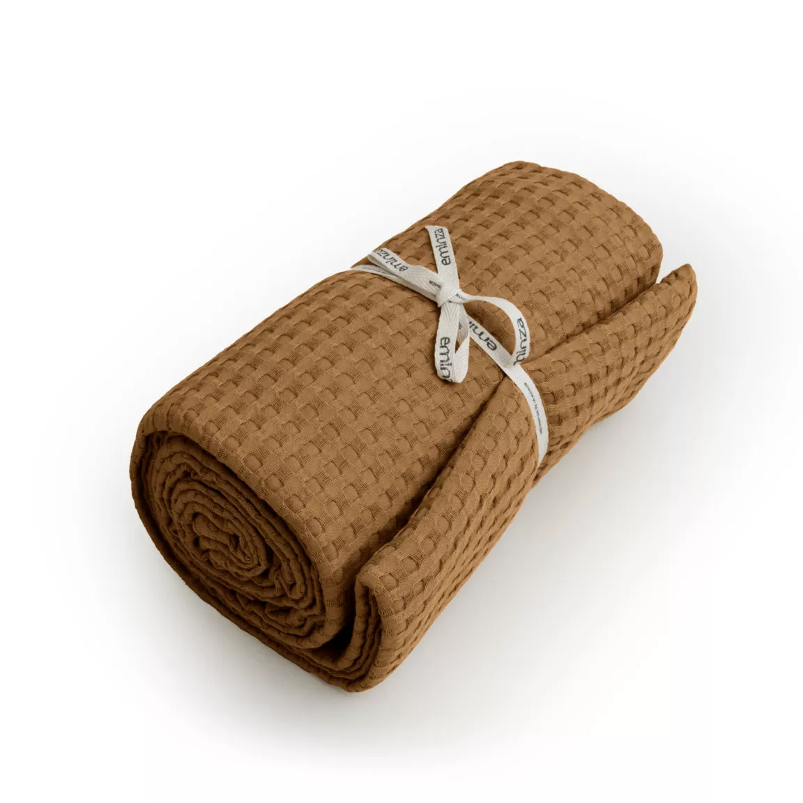 Couvre-lit coton nid d'abeille (180 x 220 cm) Maya Camel