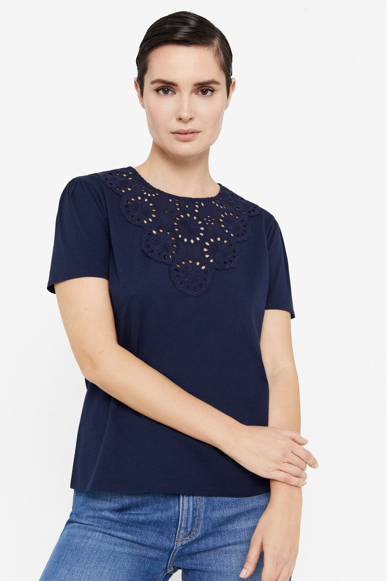 Camiseta com patch bordado - Azul Marinho