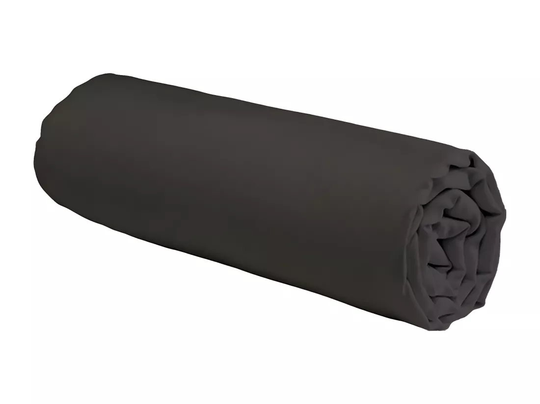 Drap housse uni en coton 57 fils anthracite 140x200cm
