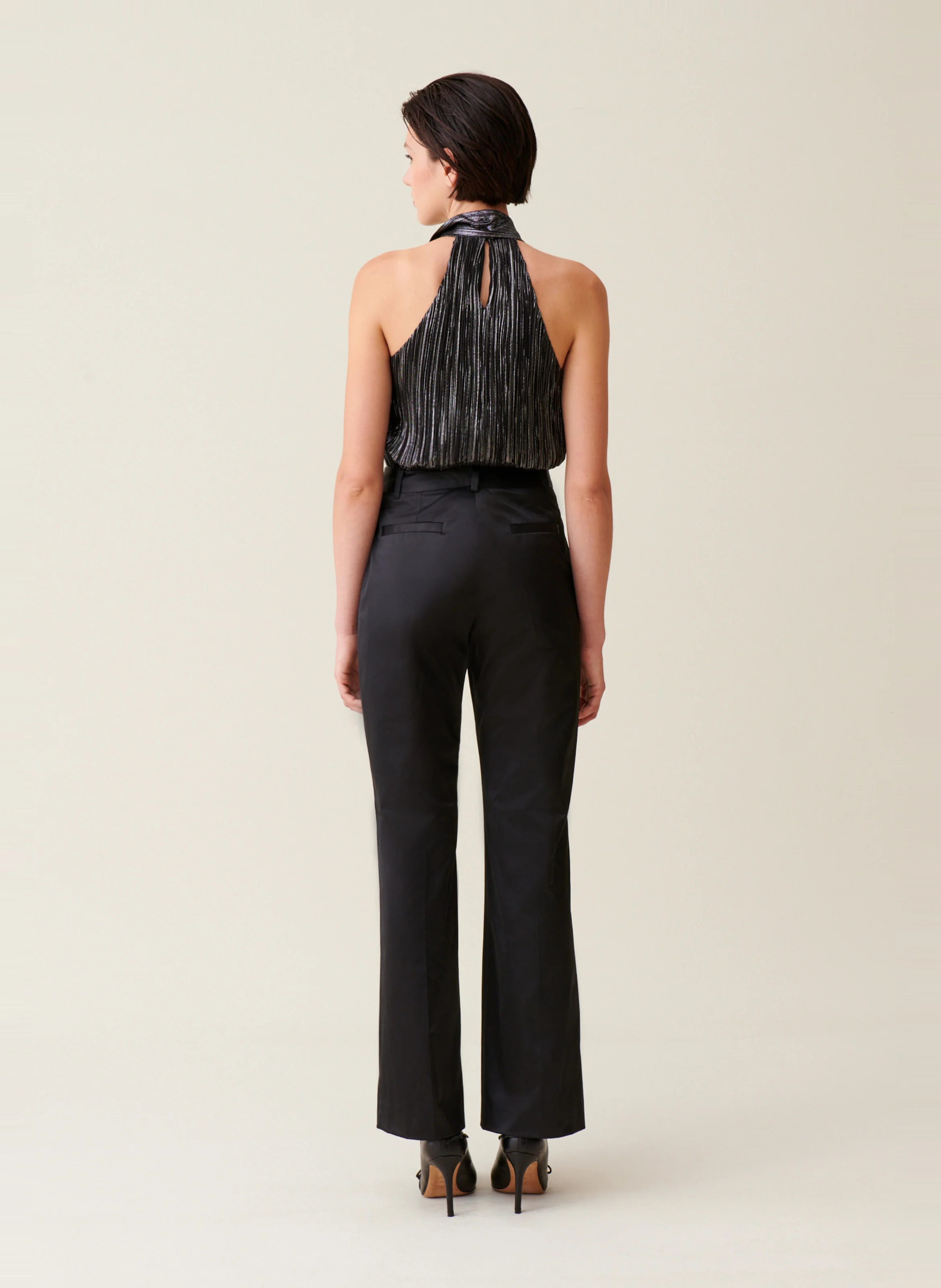 Pantalon droit satiné | Noir