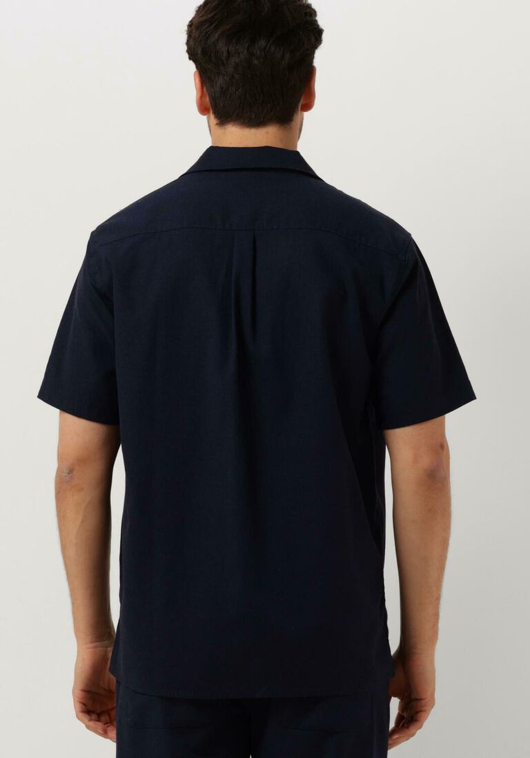 ANERKJENDT donkerblauwe anerkjendt casual overhemd akleo s/s cot/linen shirt