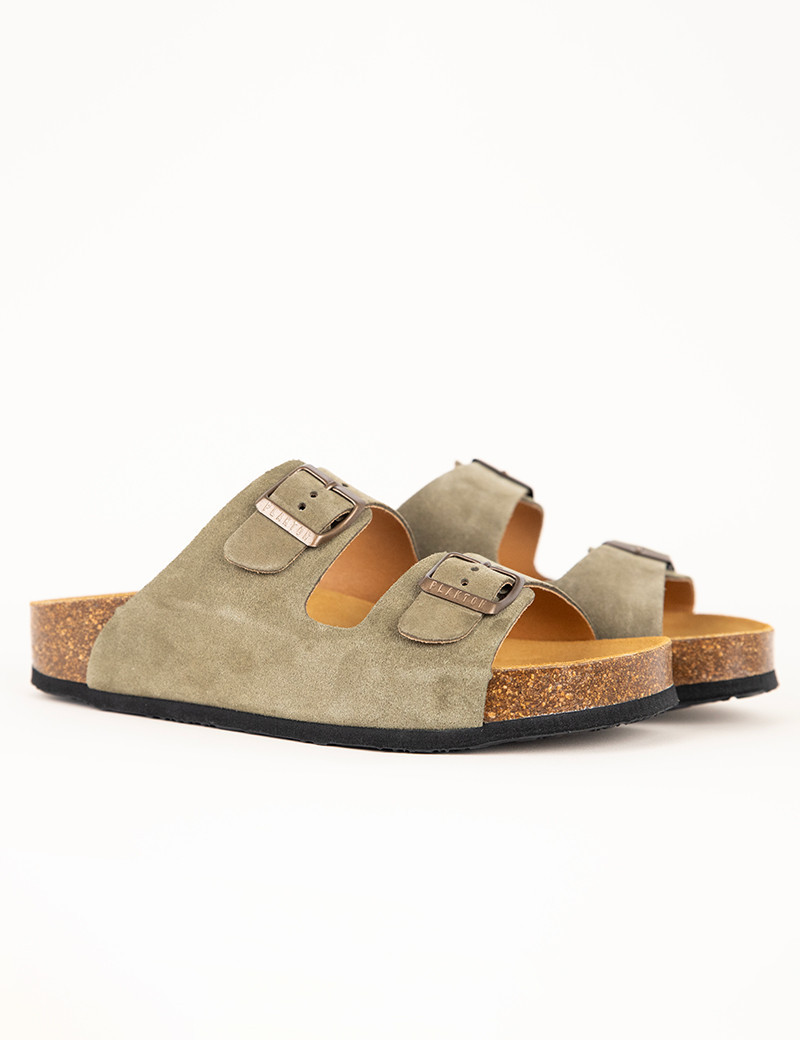 PLAKTON MULES FEMME DOUBLE BRIDE KAKI CLAIR