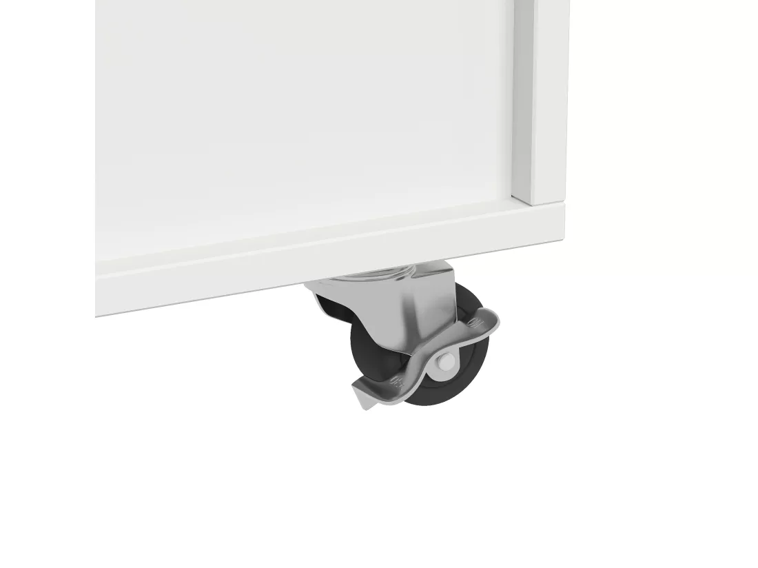 Ilot central de cuisine - chariot à roulette avec plateau extensible - 3 tiroirs et 2 portes - Blanc