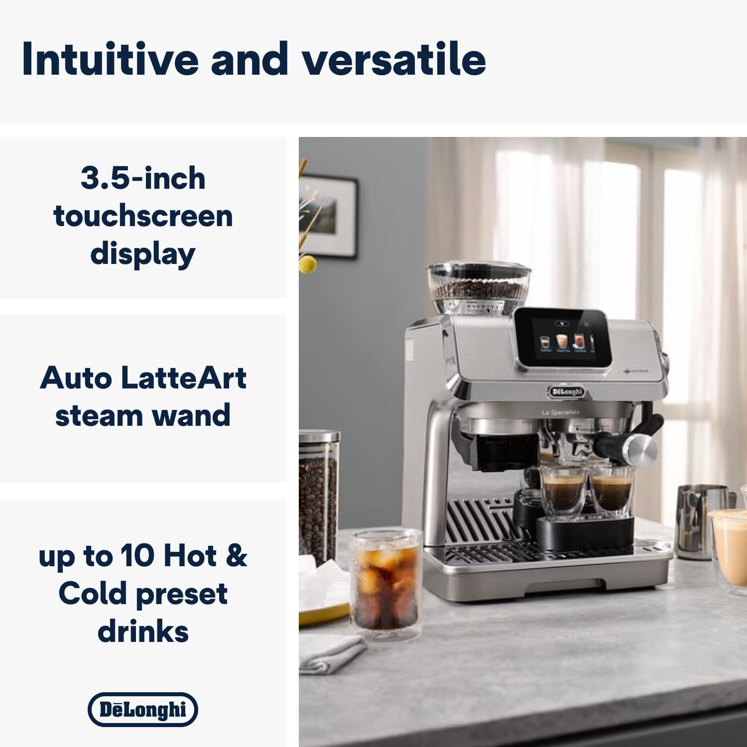 De'Longhi La Specialista Arte EC9155.MB, Machine Expresso Manuelle, Moulin intégré avec 8 finesses de mouture, Contrôle Actif de la Température, Buse vapeur MyLatte Art, Métal/Noir [Classe énergétique A+]