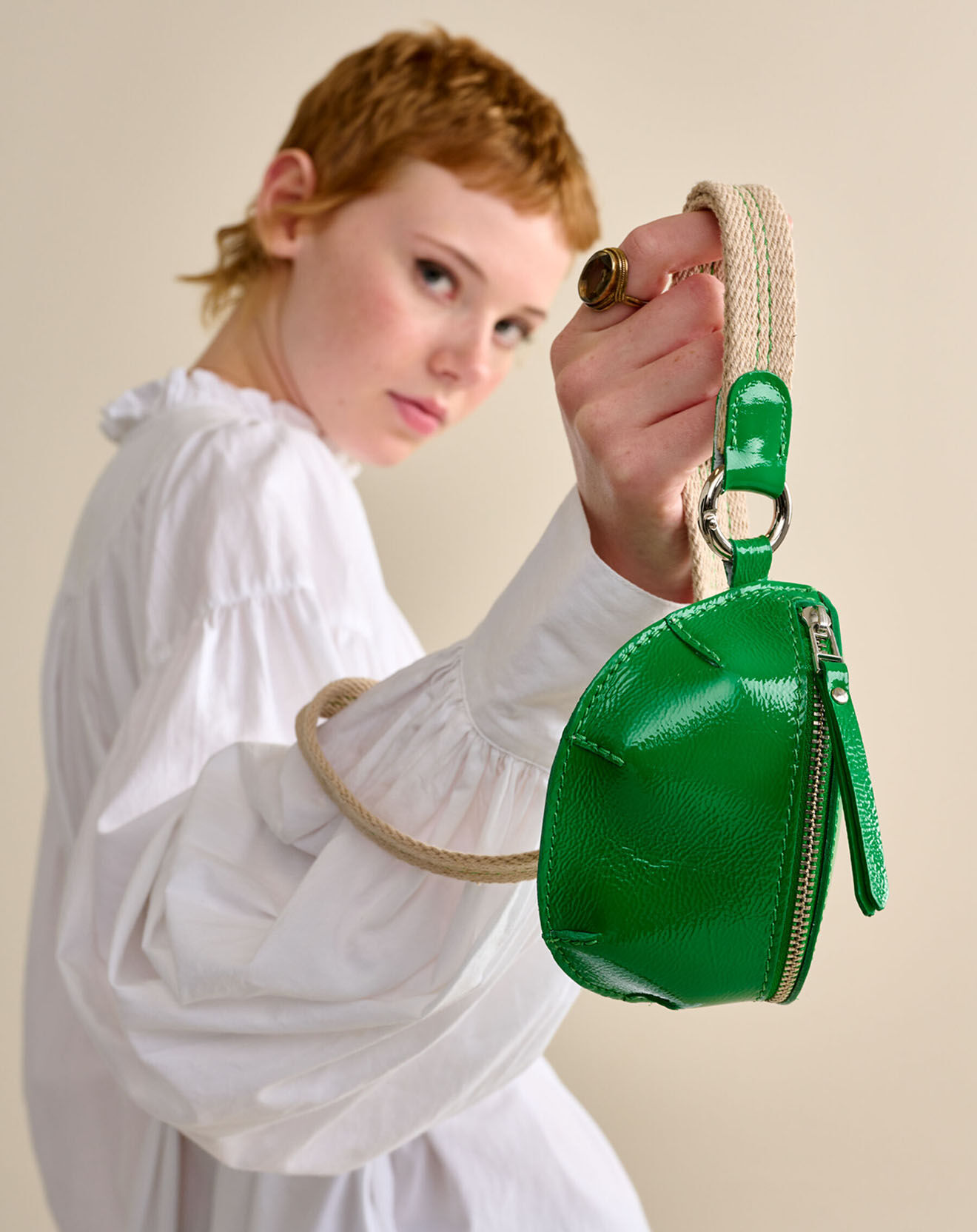 Bellerose Mini sac en Cuir vernis Rosike mojito