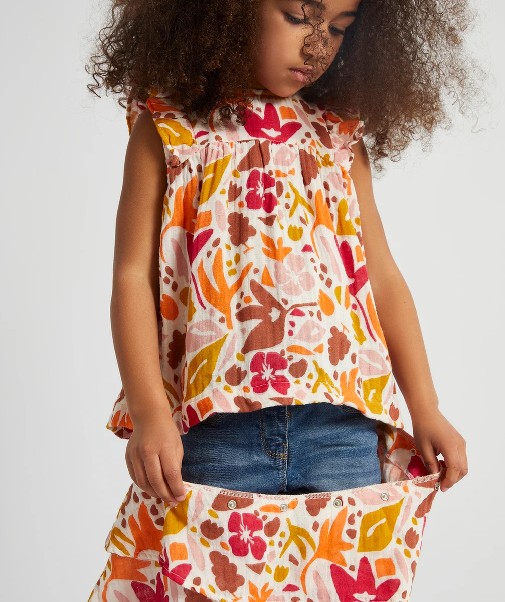 ROBE ÉVOLUTIVE 4 EN 1 EN GAZE DE COTON IMPRIMÉ MUTLICOLORE