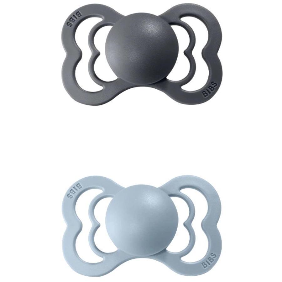 BIBS® Schnuller Supreme Baby Blue  Iron Latex 6-36 Monate, 2 Stk.