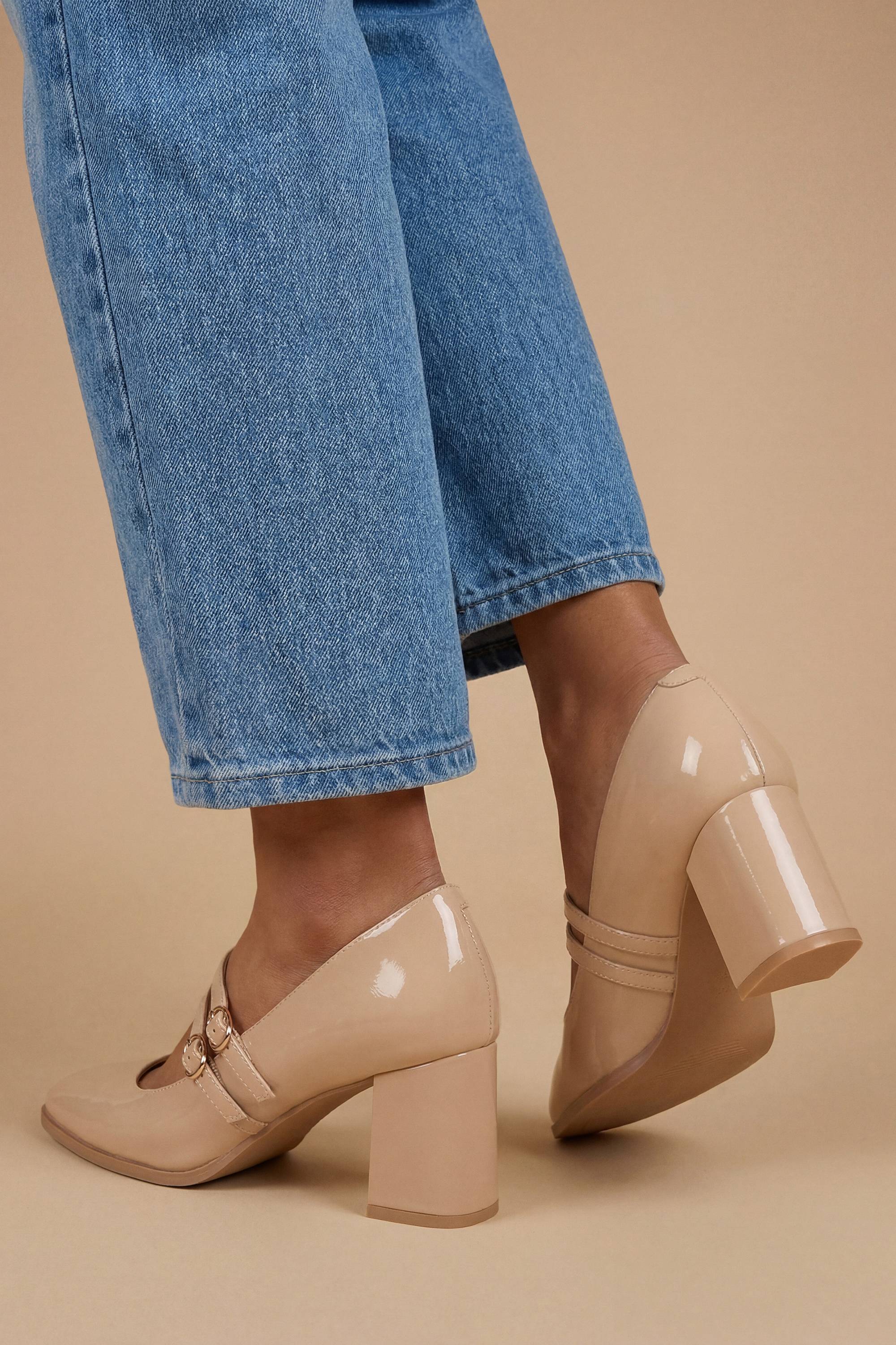 Oasis Gemma Babies À Talon Bloc Moyen En Synthétiquecuir Verni