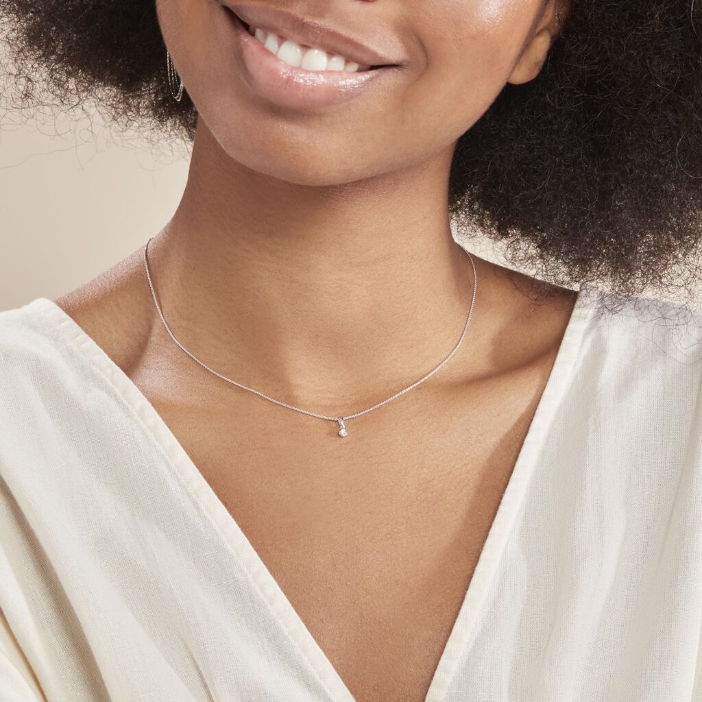 Collier Cicelie Or Blanc Diamant