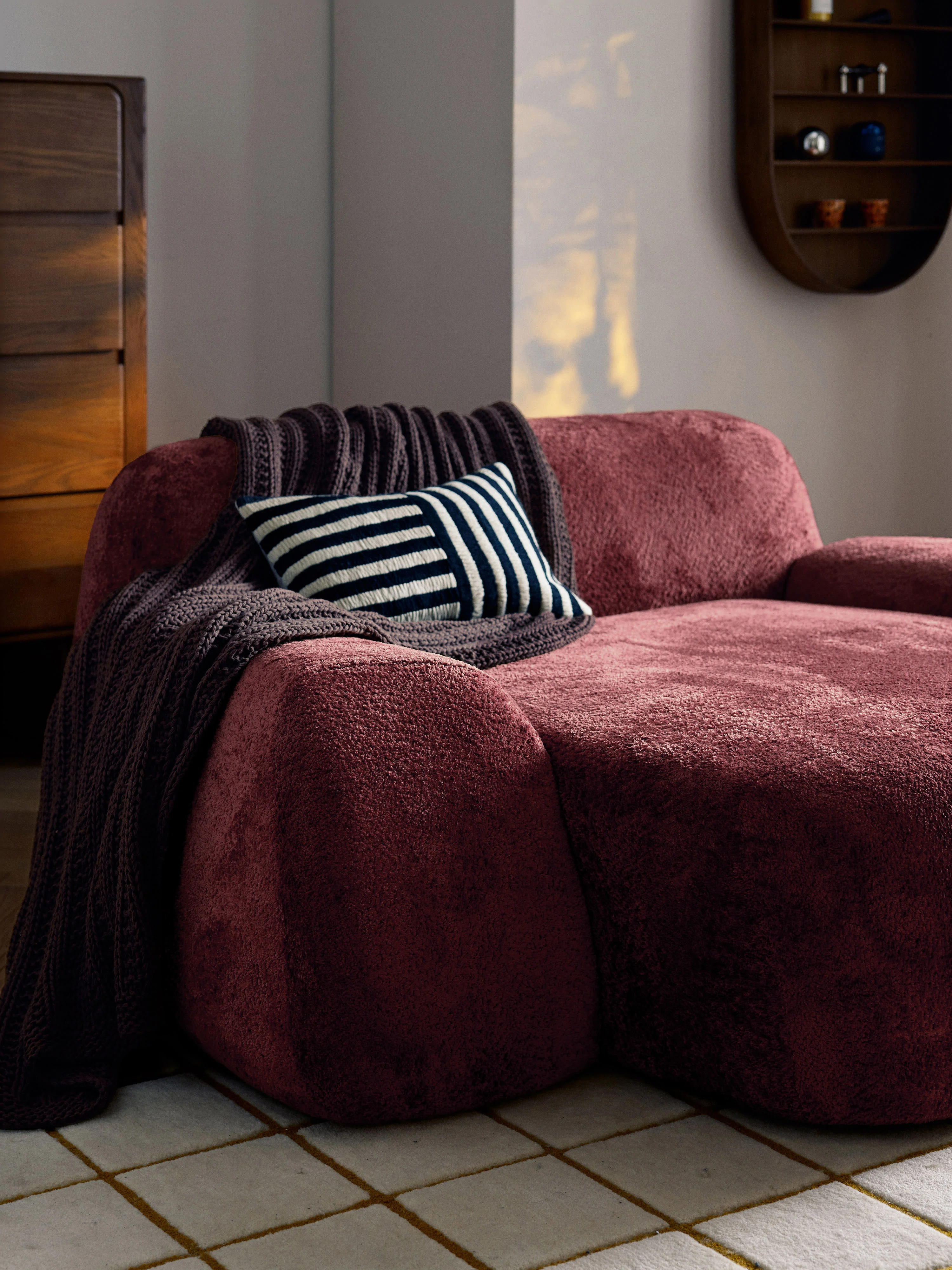 XL teddy bouclé loungestoel Wolke