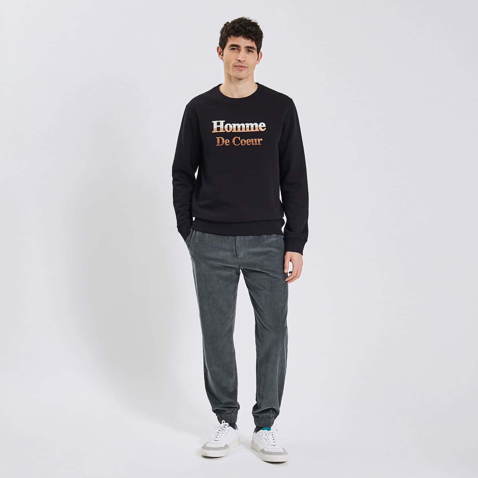 Pantalon jogging en velours Bleu moyen