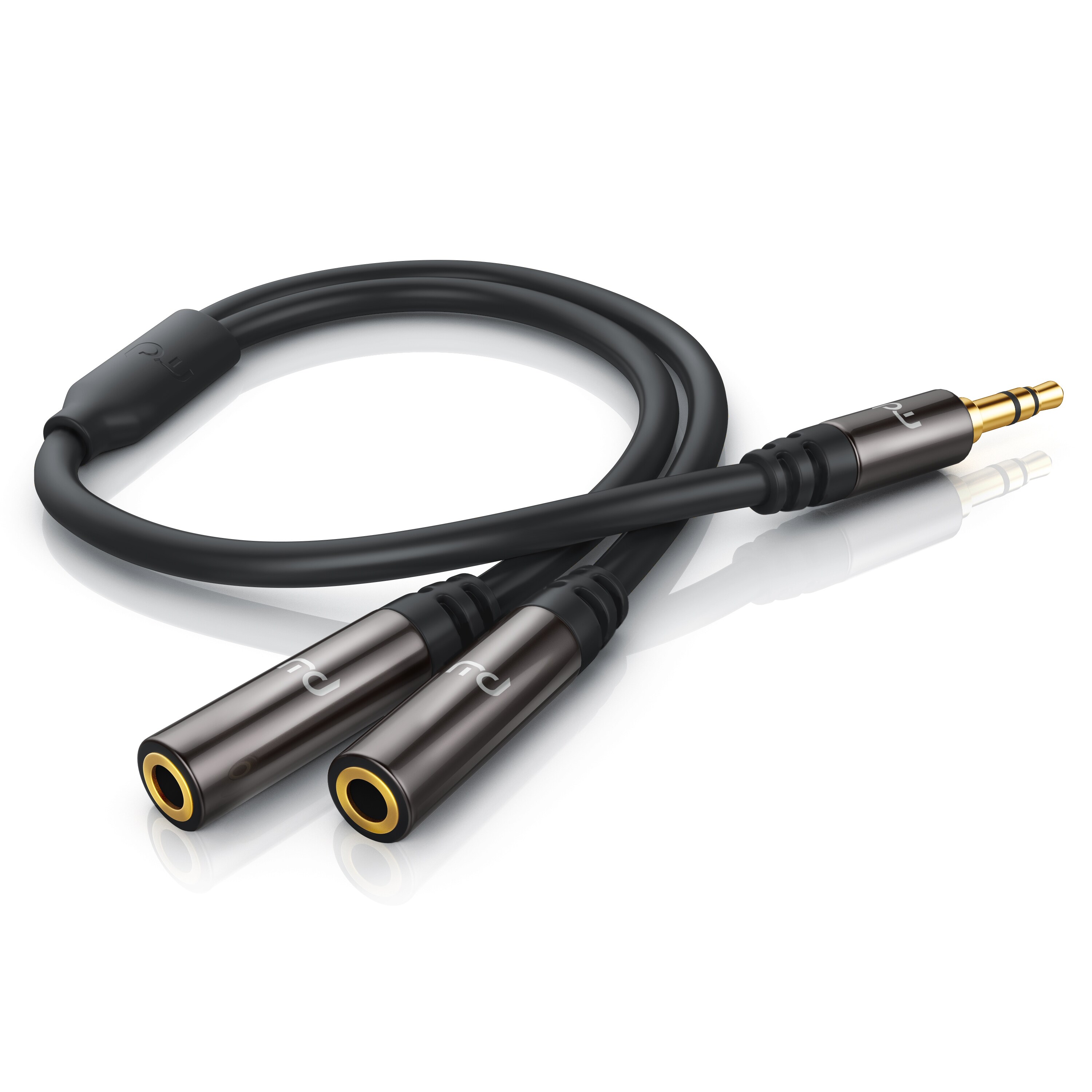 Primewire 3,5-mm-Klinke zu 2x 3,5-mm-Buchse Audio-Adapter, 15 cm, Stereo Audio AUX auf 2x Buchse Y-Adapter