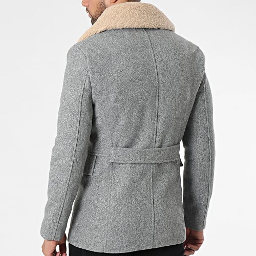 Veste Col Mouton Gris Chiné