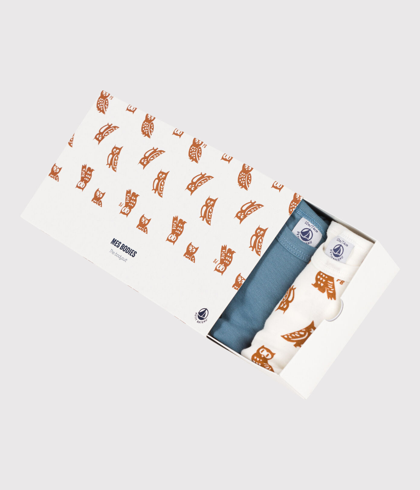 Lot de 5 bodies manches longues hiboux bébé en coton