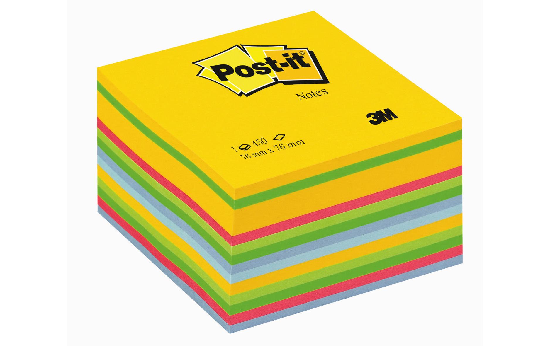 Notizzettel Post-it 7,6 x 7,6 cm Würfel FarbigEin Block à 450 Blatt