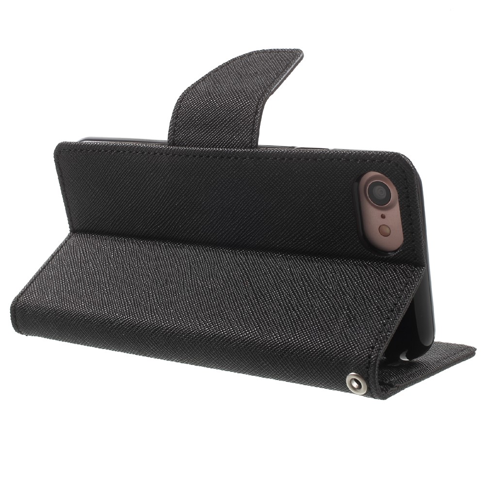 Mercury Goospery - iPhone SE (2022/2020) / 8 / 7 Leder Tasche Flipcase - Schwarz