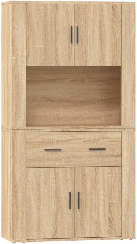 vidaXL - Hoge Kast - Bewerkt Hout - Sonoma Eikenkleurig
