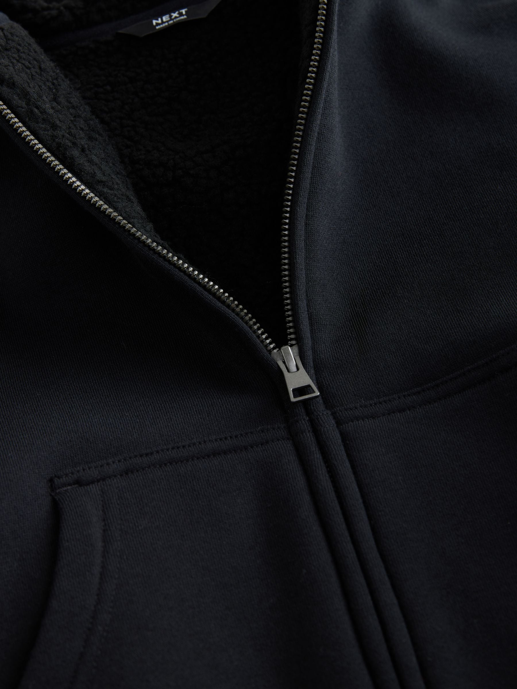 Zwart - Borg Fleece Zip Through Hoodie (3-16yrs)