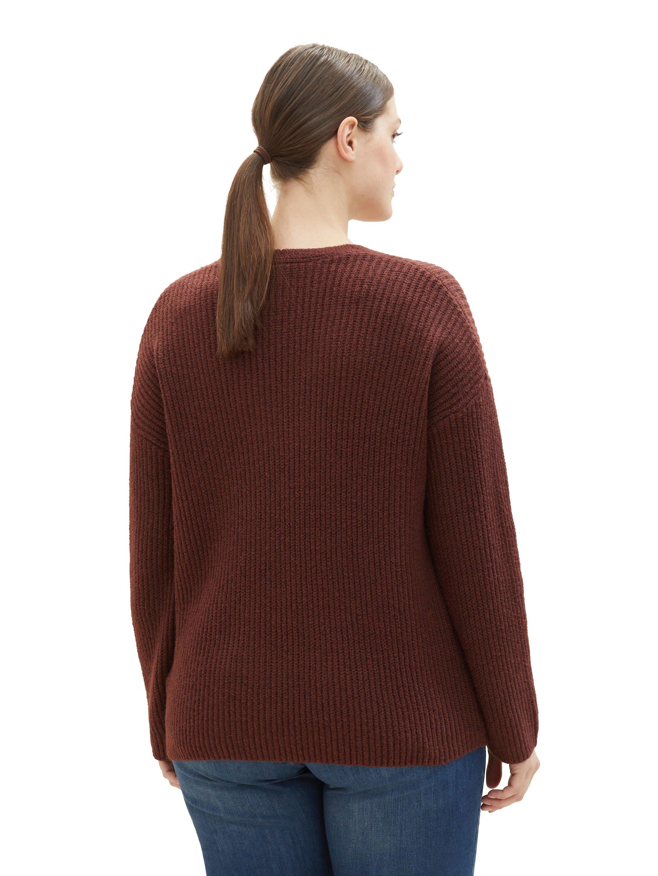 Strickpullover in Rippstruktur, mit V-Ausschnitt