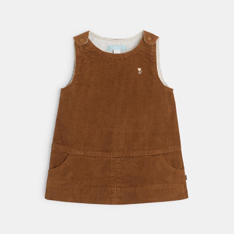 Robe chasuble velours et legging marron bébé fille Marron