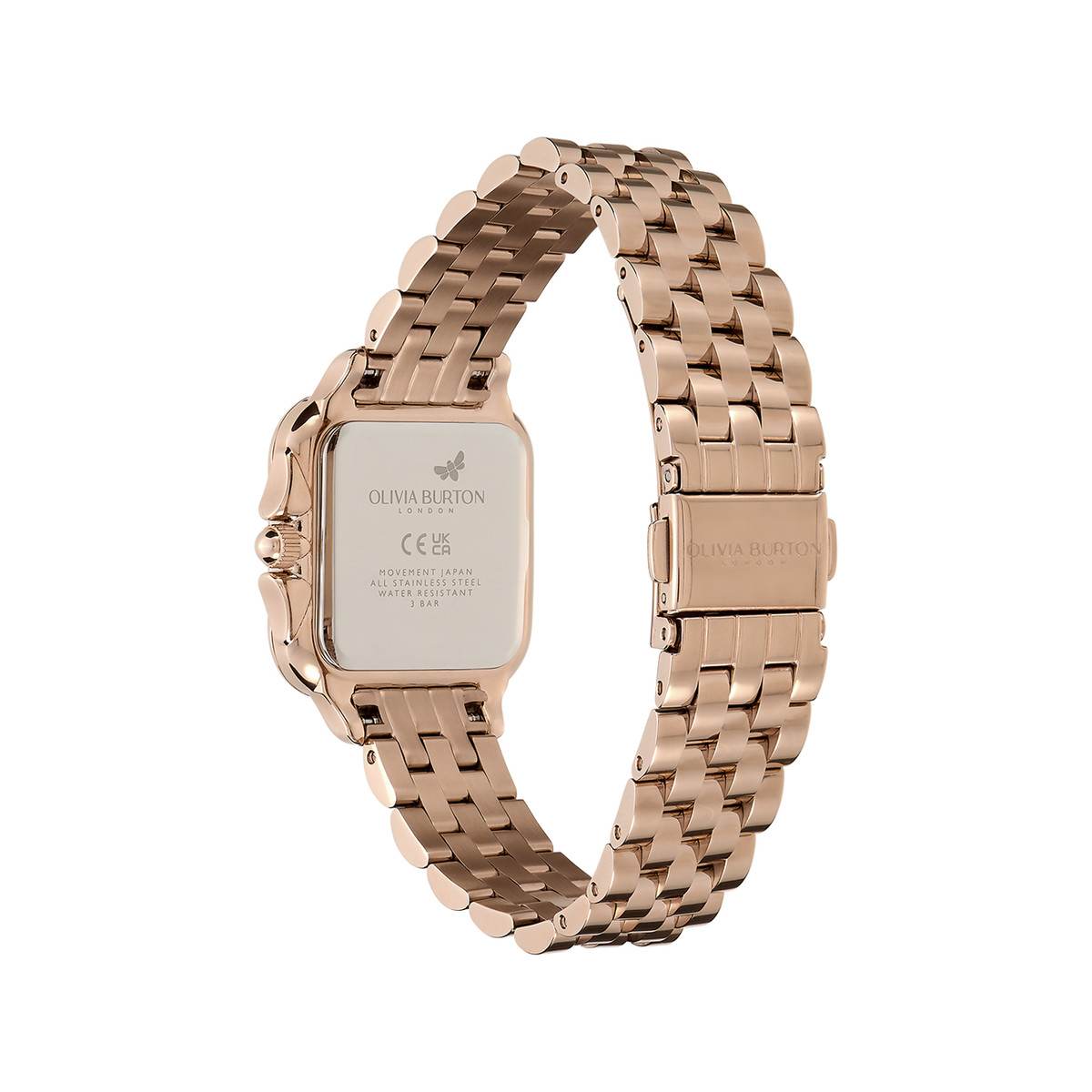 Montre OLIVIA BURTON grosvenor femme analogique, bracelet acier doré rose