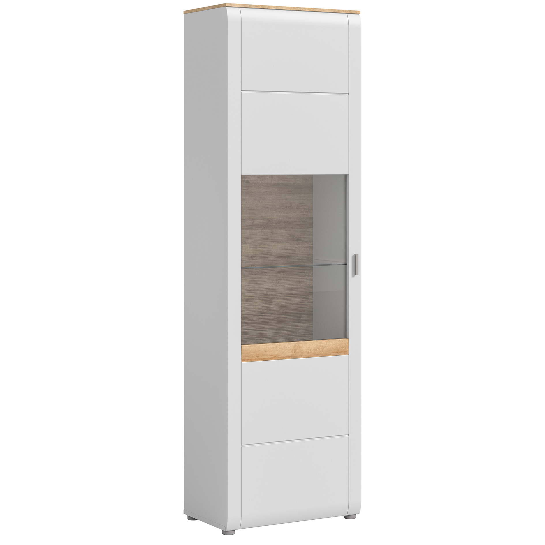 Vitrine ASHTON - ashgrey matt-Rivera Eiche - 202 cm hoch