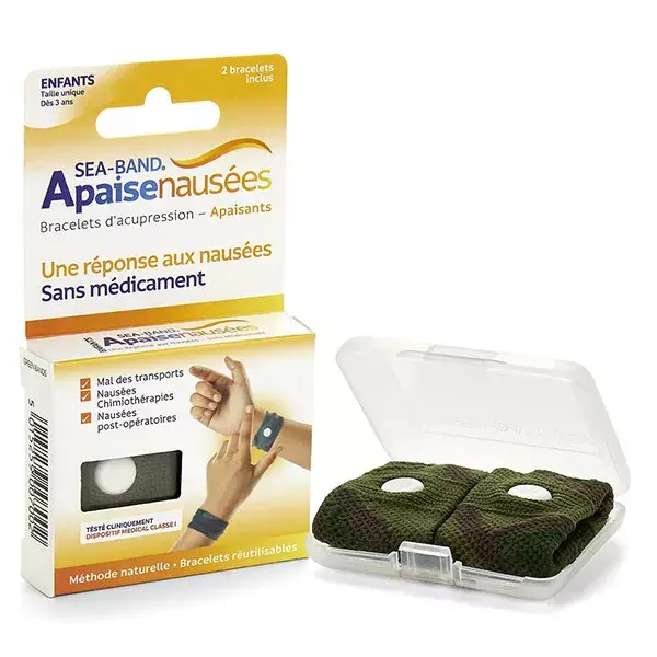 Pulseira anti-náusea infantil Sea-Band, verde, 2 unidades