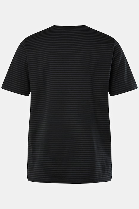 T-Shirt, Halbarm, Ringel, Rundhals, Schwarz bis 8 XL