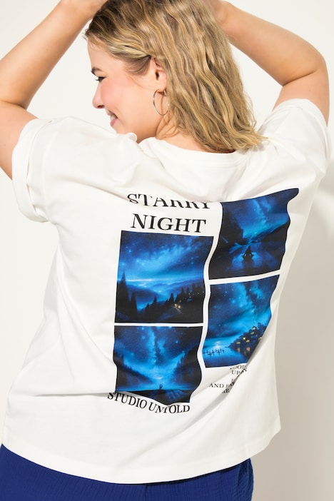 Oversized-Shirt, Rücken-Print, Rundhals, Halbarm