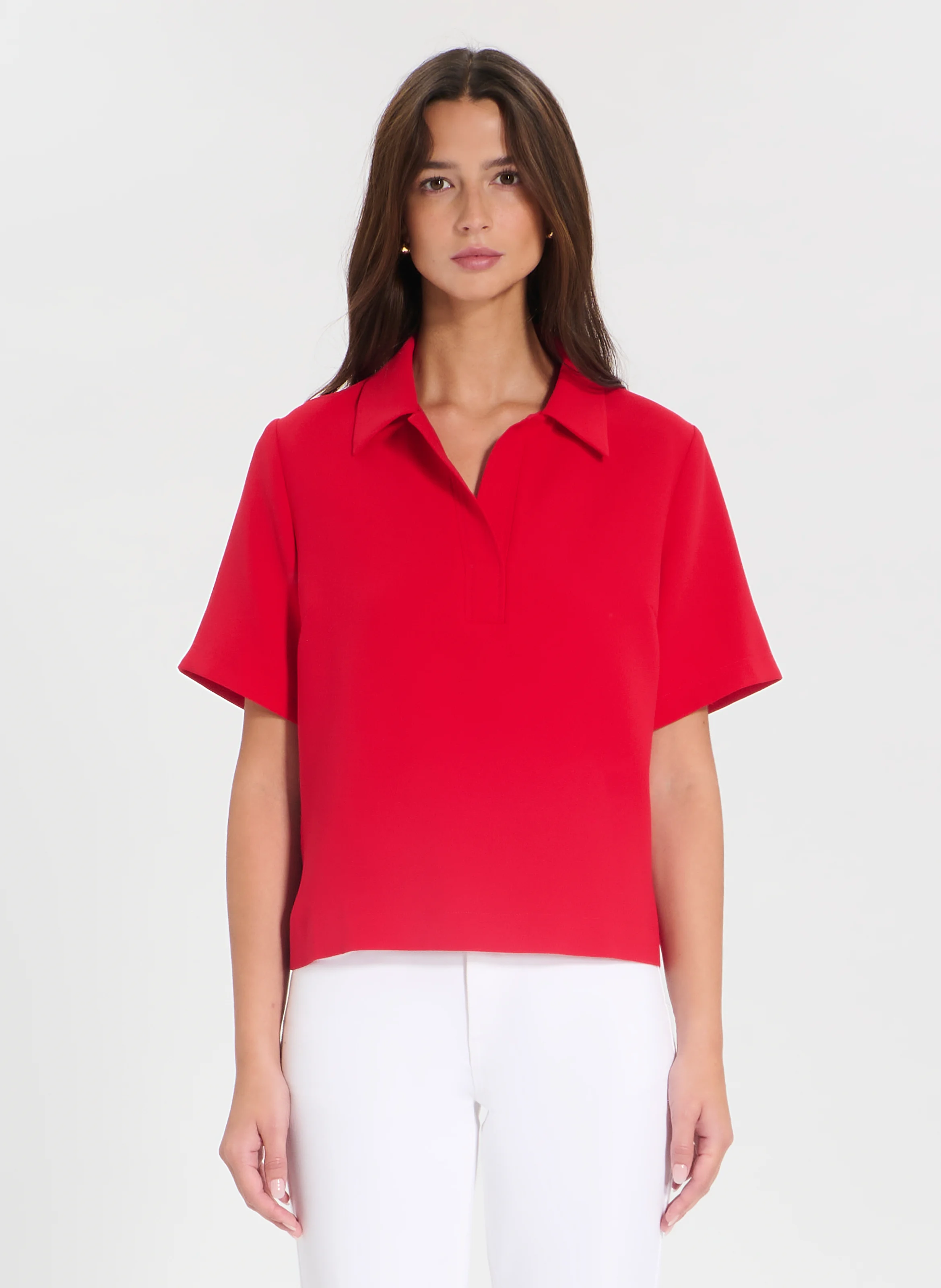 TENDRESSE - Top col chemise | Rouge