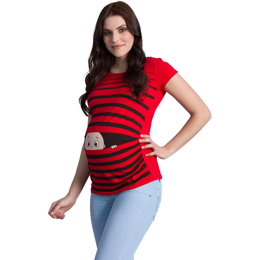 M.M.C. Umstandsshirt Guck Guck mit Motiv Rot