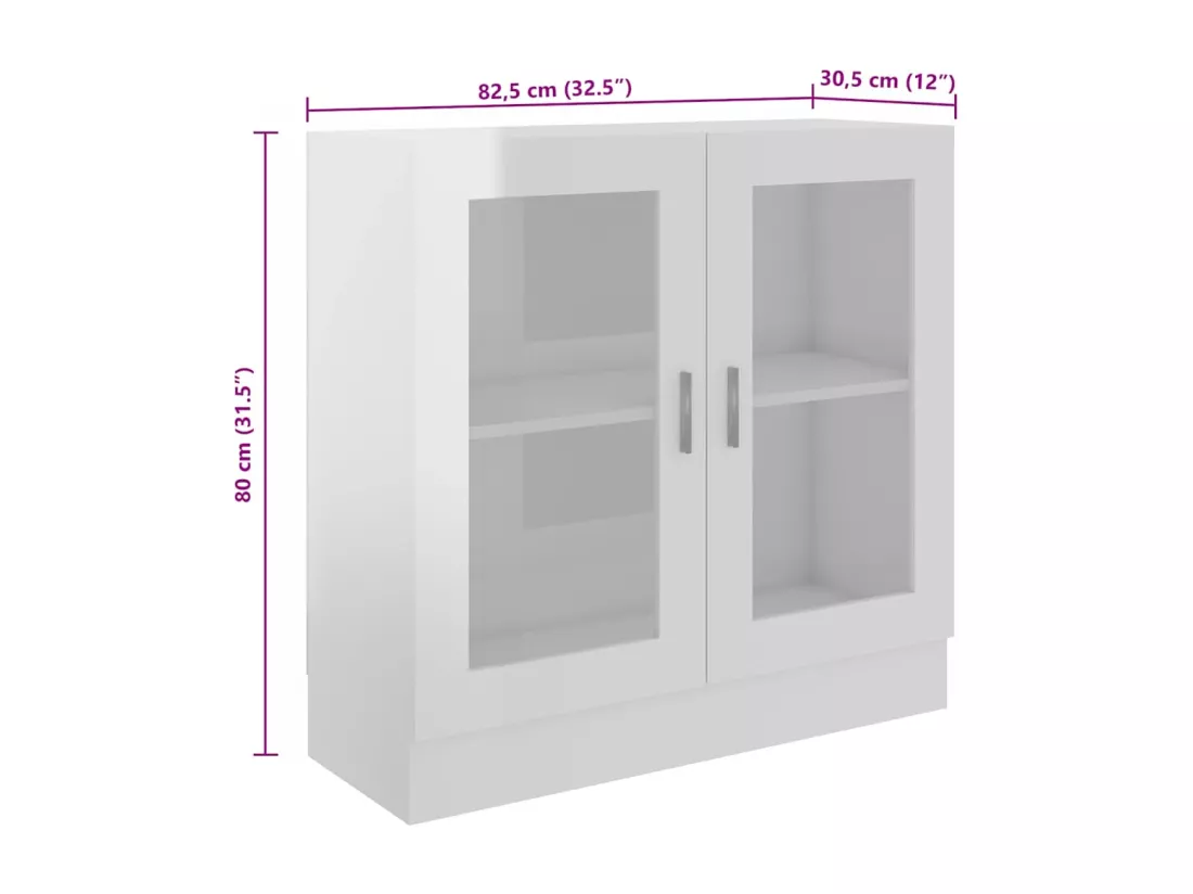 Armoire à vitrine Blanc brillant 82,5x30,5x80cm Bois ingénierie