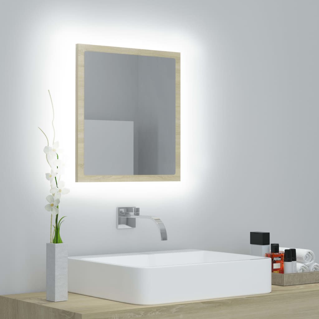 vidaXL LED-badkamerspiegel, Sonoma eiken, 40x8,5x37 cm, acryl