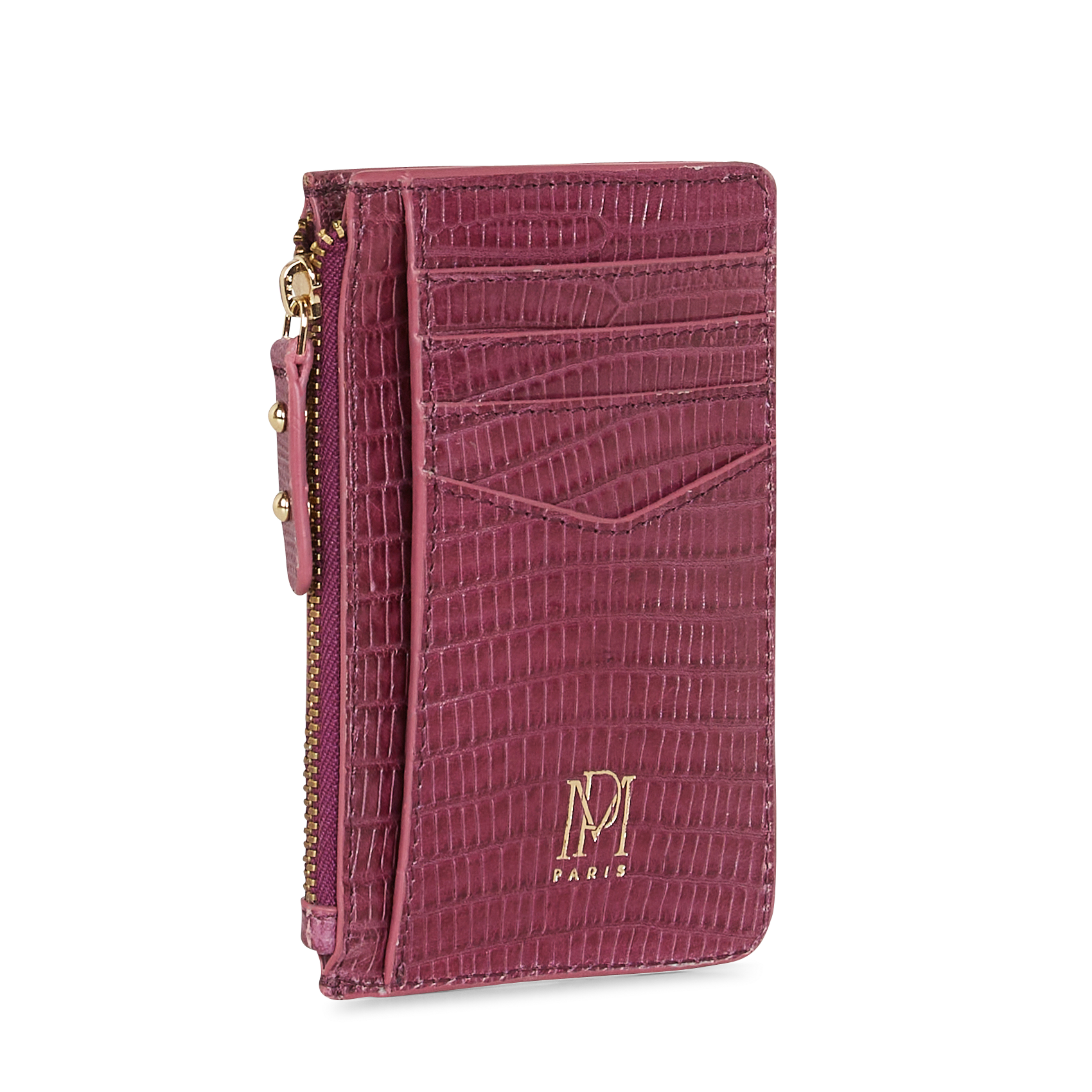 ELMO - Porte-cartes en cuir embossé python | Violet