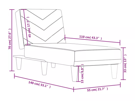 Chaise longue gris foncé tissu