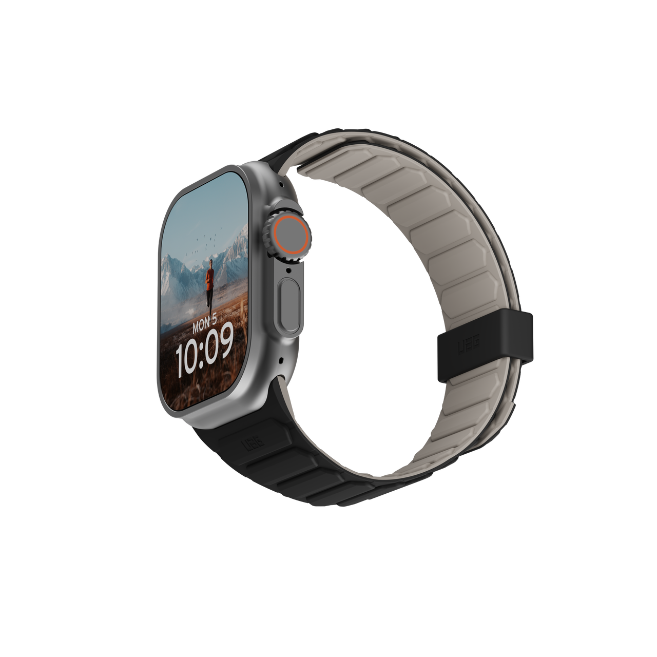 Apple Watch (49/46/45/44 mm) Pathfinder Watch Strap Magnetisches Silikon Armband (194161114036) - Black / Titanium