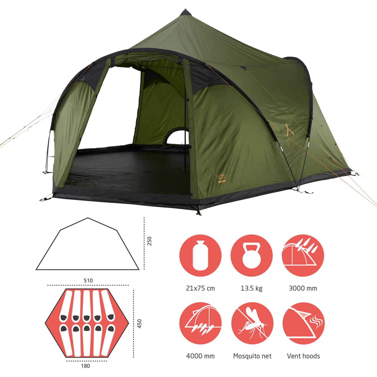 GRAND CANYON Black Knob 10 Personen Tepee Zelt Familien Gruppen Zelt Tipi Wigwam Farbe: Mojave Desert