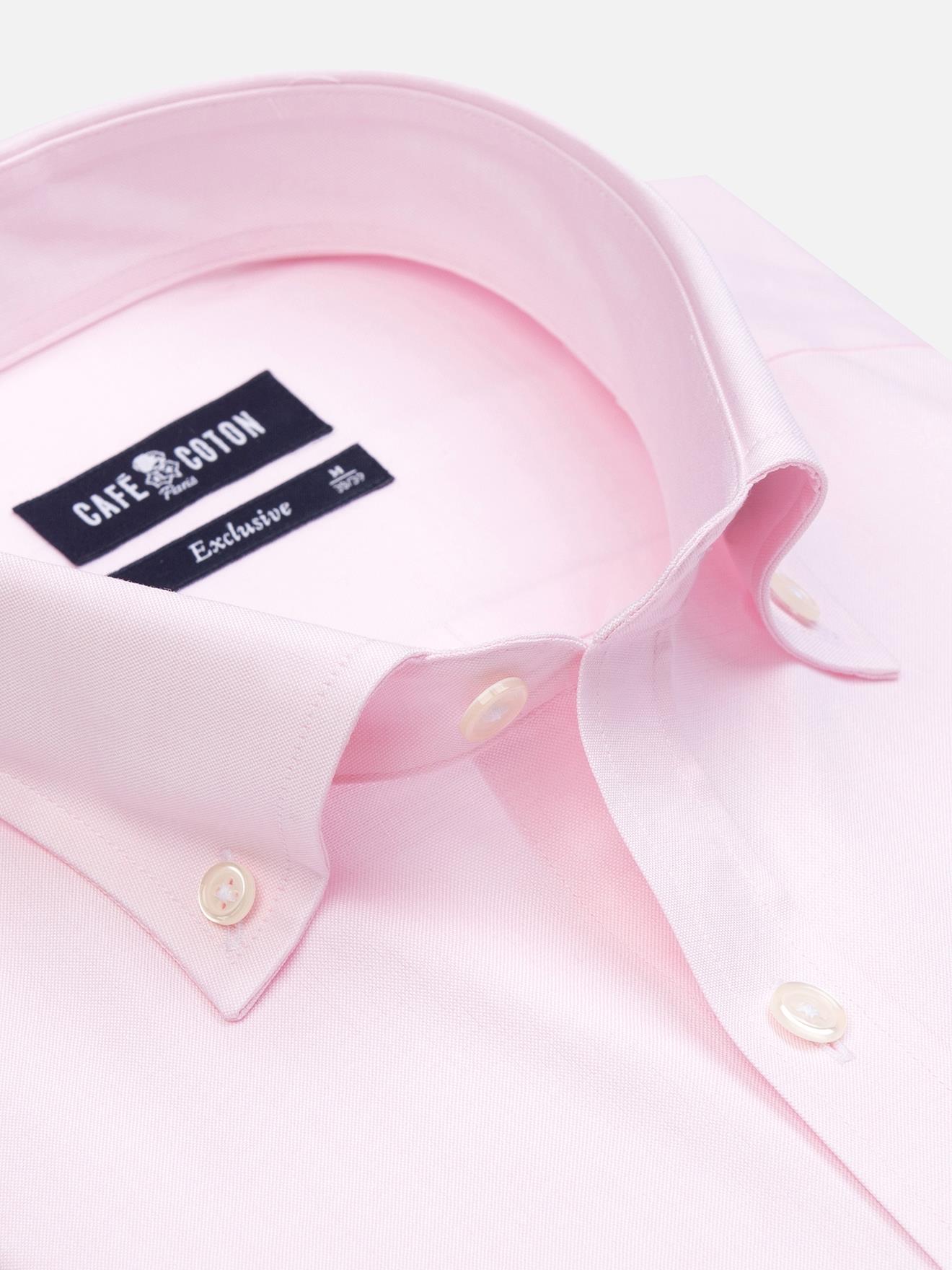 Chemise en pin point rose - Col Boutonné