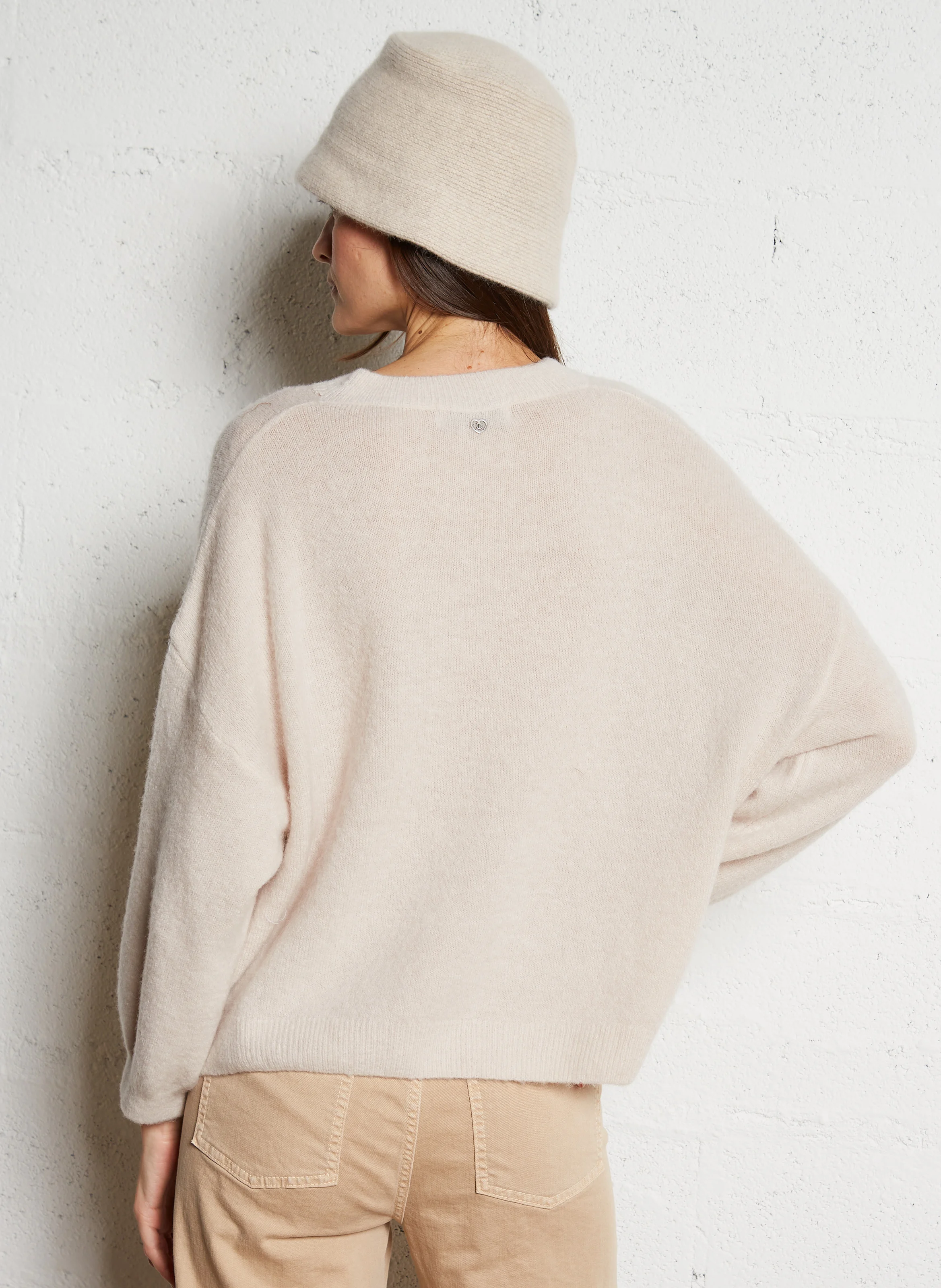 Pull col rond en laine mélangée | Blanc