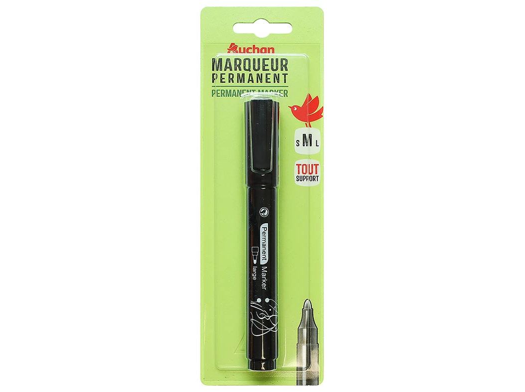 MARCADOR PERMANENTE PONTA OGIVAL AUCHAN PRETO