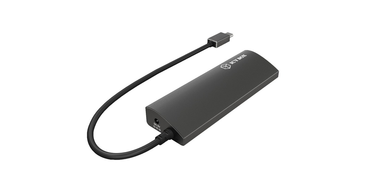 ICY BOXIB-AC6405-C usb-hub  (Antraciet, USB type-C hub)