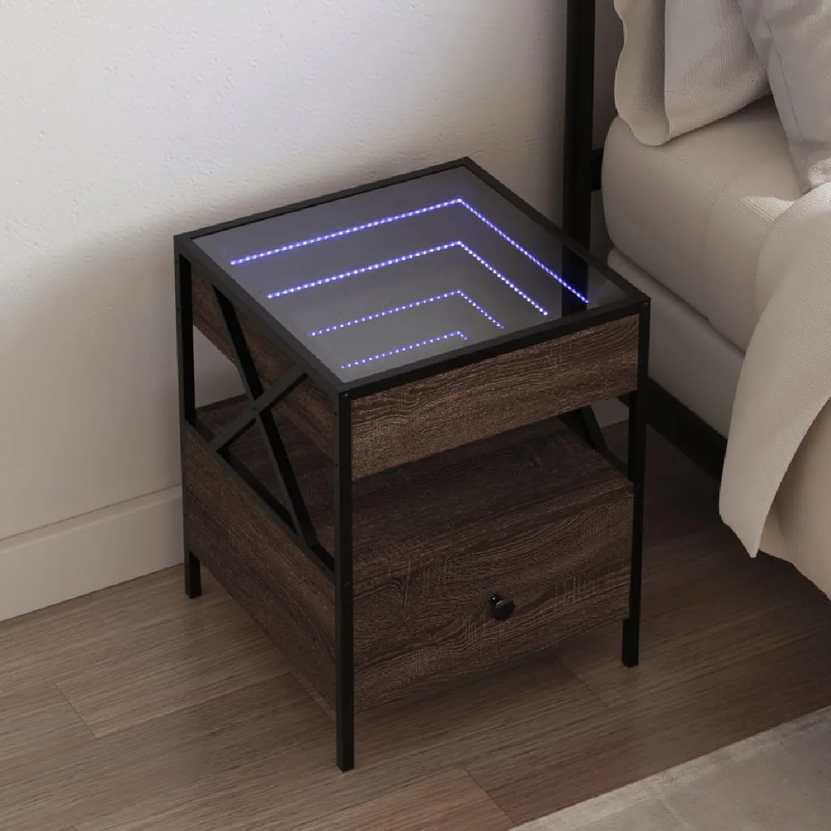 vidaXL Table de chevet - Chêne marron