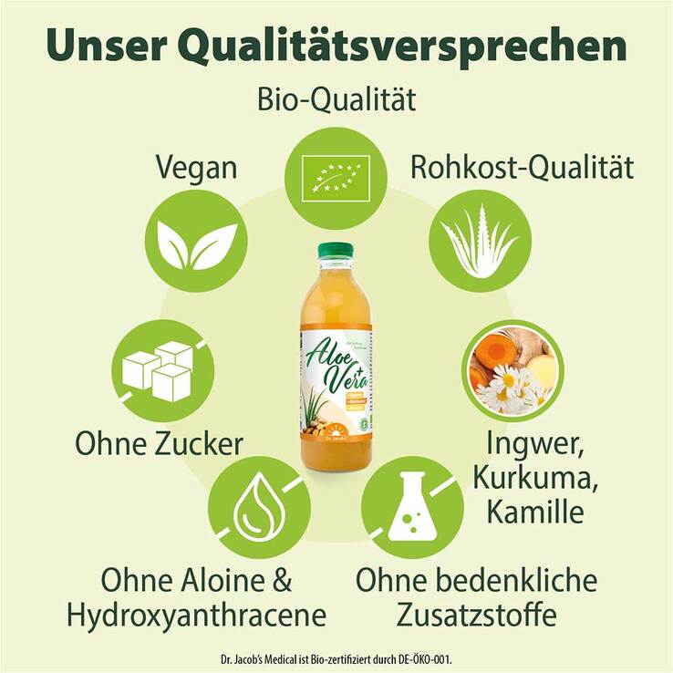 Aloe Vera-Gel-Saft Ingw.Kurk.Kamil.Bio Dr. Jacob`s, 1000 ml