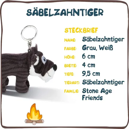 NICI Schlüsselanhänger Plüsch Säbelzahntiger, 10 cm